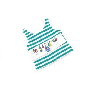 Vintage Raggedy Ann Tank Top Baby Boys Size 12m Teal Sailboat